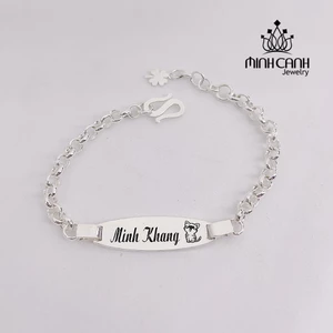 Lắc Bạc Khắc Tên Mắt Xích Tròn Cho Bé - Minh Canh Jewelry