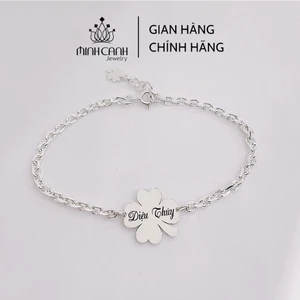 Lắc Tay Bạc Cỏ 4 Lá Khắc Tên - Minh Canh Jewelry