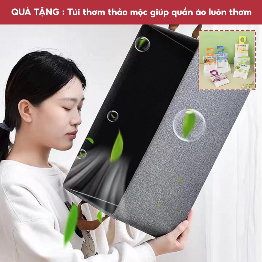 Hộp Vải Đựng Quần Áo Gấp Gọn Không Ngăn Có Khung Thép, Hộp Đựng Đồ Quần Áo Đồ Lót Sắp Xếp Tủ Quần Áo