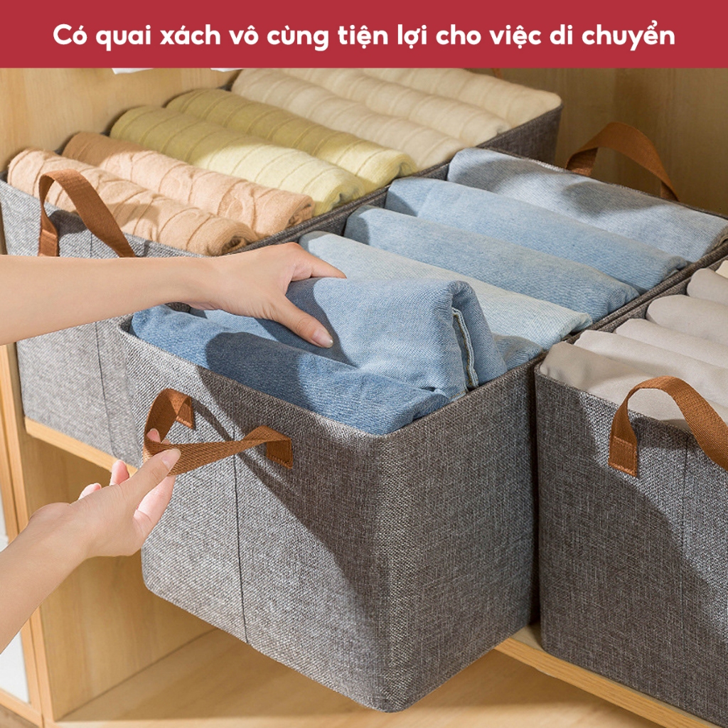 Hộp Vải Đựng Quần Áo Gấp Gọn Không Ngăn Có Khung Thép, Hộp Đựng Đồ Quần Áo Đồ Lót Sắp Xếp Tủ Quần Áo