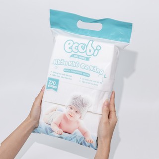 Combo 05 túi khăn lau vải khô đa năng cao cấp Ecobi túi 270 tờ không mùi