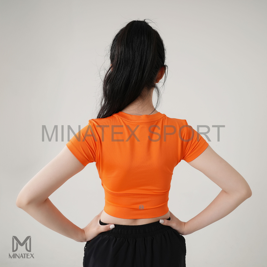 Áo croptop tập gym yoga, đai bo xiết eo có mút tròn dày đi kèm MINATEX, vải mềm, không xù, thấm hút mồ hôi tốt – C1