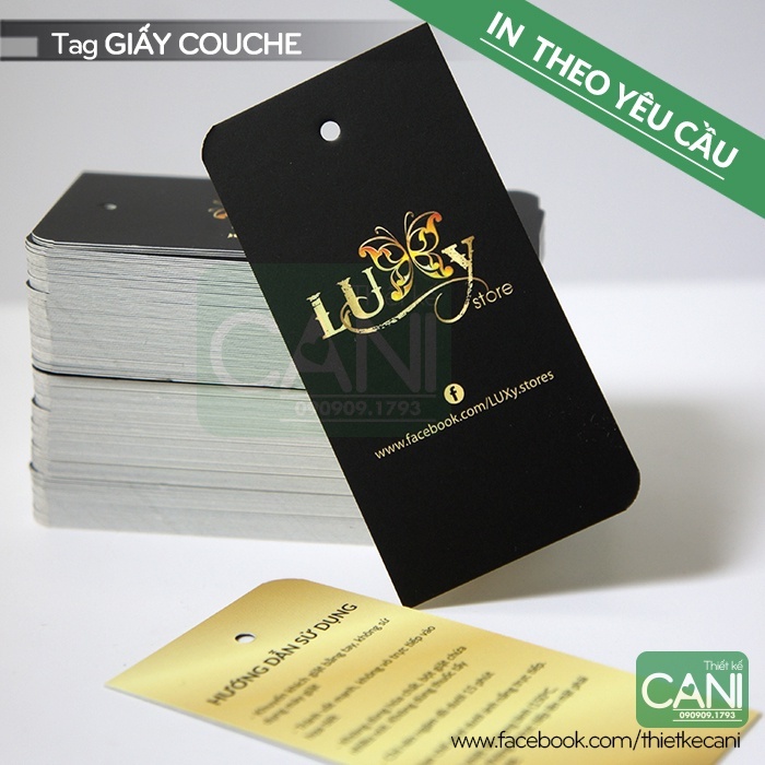 500c In theo yêu cầu Thẻ Tag giấy treo quần áo Bo 4 góc hoặc bo 2 góc Tem treo