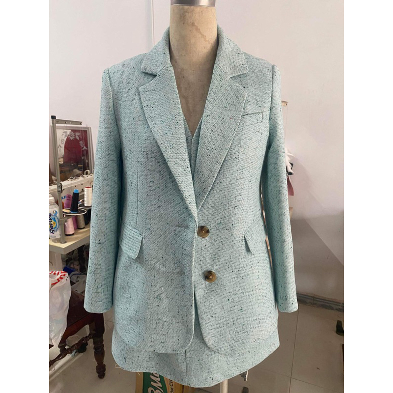 Bộ - Áo blazer nữ kèm gi lê & chân váy [MAY THEO SỐ ĐO] - chất liệu cao cấp, 2 lớp, lót lụa mềm, ĐỦ MÀU