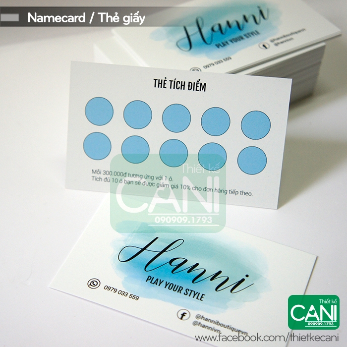 Combo 500 Thẻ tích điểm và 1.000 Tem logo dán In theo yêu cầu Namecard Phiếu giảm giá