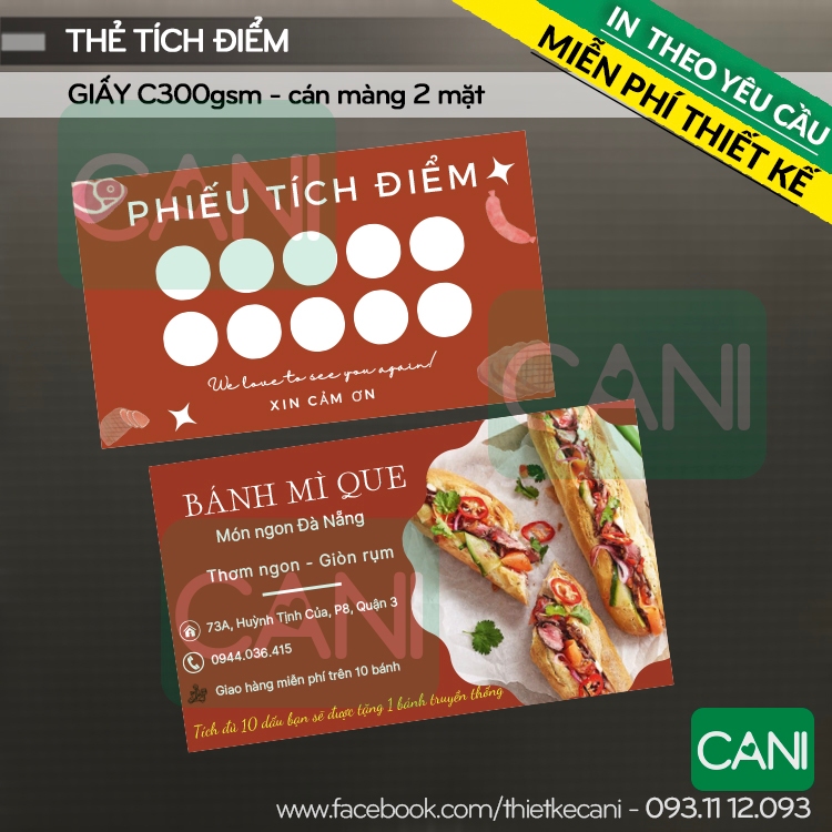 Combo 500 Thẻ tích điểm và 1.000 Tem logo dán In theo yêu cầu Namecard Phiếu giảm giá