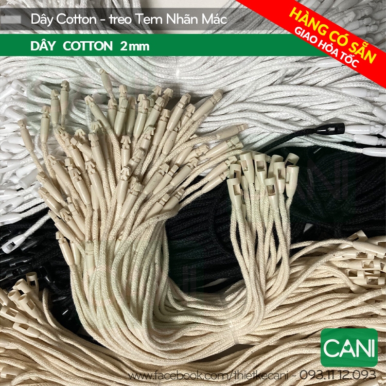 (Búi lẻ) Dây sợi COTTON treo Tag nhãn mác - Loại cao cấp CANI