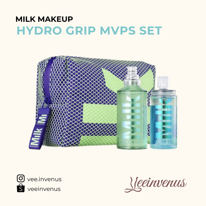 Set kem lót + xịt makeup Milk Makeup Hydro Grip Primer & Setting Spray