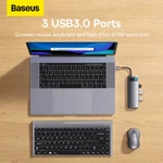 Chia Cổng Baseus 8 in 1 USB C Hub Type C sang Cổng Ethernet 4K HDMI PD 100W cho Dell USB 3.0 Xiaomi Samsung — ảnh 4