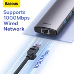 Chia Cổng Baseus 8 in 1 USB C Hub Type C sang Cổng Ethernet 4K HDMI PD 100W cho Dell USB 3.0 Xiaomi Samsung — ảnh 6