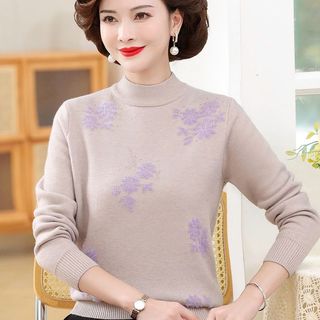 Áo len dày dặn ấm áp nhung dày dặn dành cho phụ nữ trung niên và lớn tuổi mùa thu đông，áo len nữ trung niên sang trọng