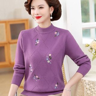 Áo len dày dặn ấm áp nhung dày dặn dành cho phụ nữ trung niên và lớn tuổi mùa thu đông，áo len nữ trung niên sang trọng