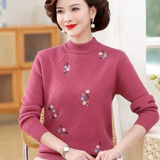 Áo len dày dặn ấm áp nhung dày dặn dành cho phụ nữ trung niên và lớn tuổi mùa thu đông，áo len nữ trung niên sang trọng