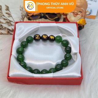 Vòng tam hợp tỵ dậu sửu chất liệu mã não xanh lục - size 8 10ly cho nữ - may mắn tài lộc