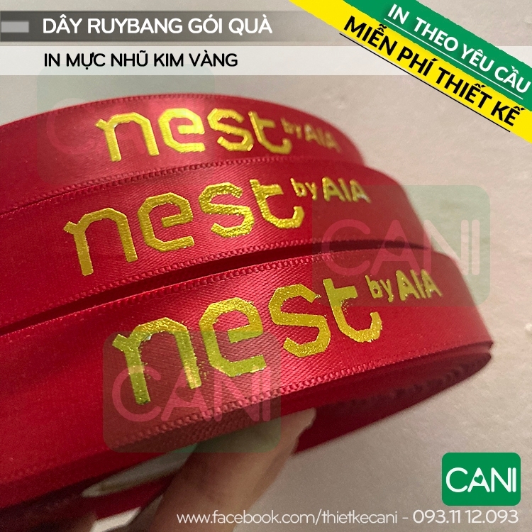 In dây ruybang màu Nhũ Vàng - Bạc (CHỈ NHẬN ĐƠN TỪ 10 MÉT) Dây lụa gói quà in theo yêu cầu CANI