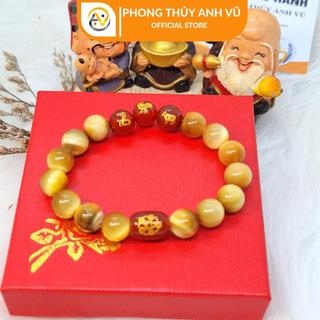 Vòng tỵ dậu sửu chất liệu mắt hổ vàng nâu - size 10 12ly - vòng tay may mắn tài lộc - Phong Thủy Anh Vũ