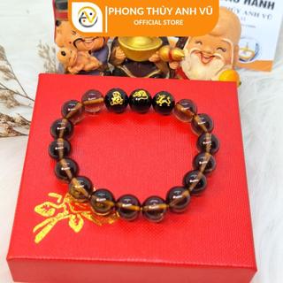 Vòng tam hợp thân tý thìn chất liệu thạch anh đen khói - size 8 10 12ly - may mắn tài lộc