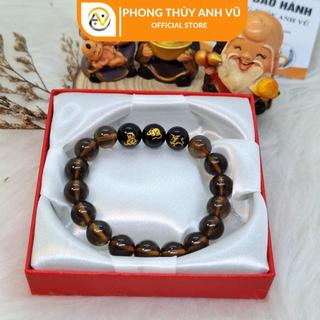 Vòng tam hợp thân tý thìn chất liệu thạch anh đen khói - size 8 10 12ly - may mắn tài lộc