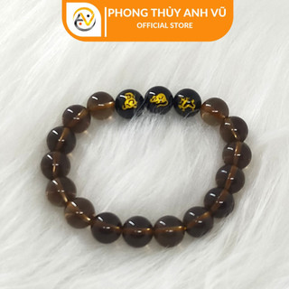 Vòng tam hợp thân tý thìn chất liệu thạch anh đen khói - size 8 10 12ly - may mắn tài lộc