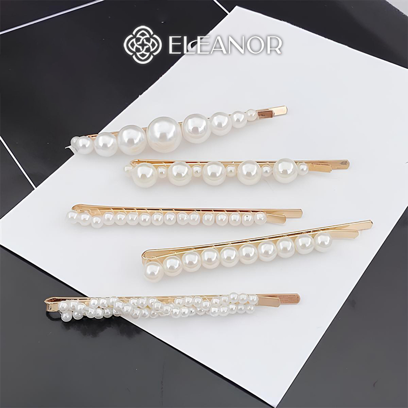 Set kẹp tóc nữ Eleanor Accessories đính ngọc trai nhân tạo kẹp tóc mái phụ kiện tóc 5175
