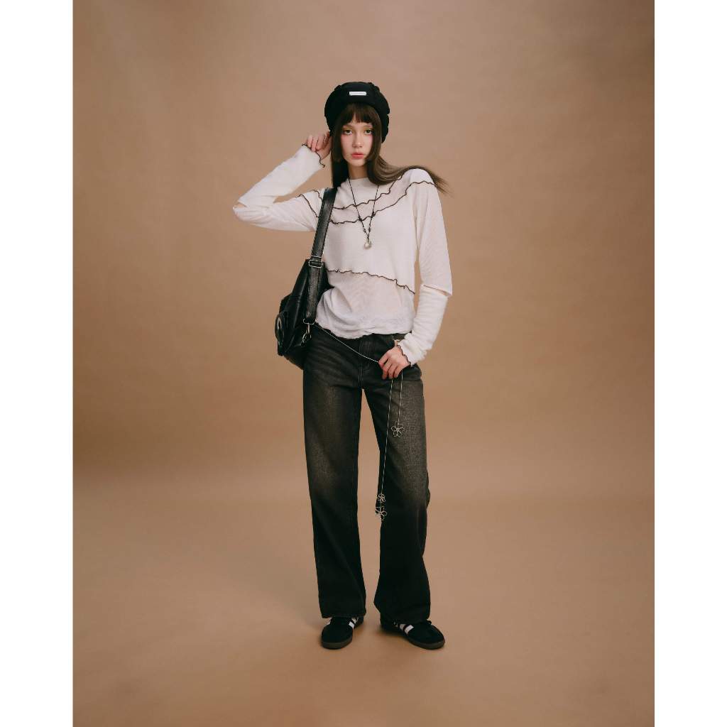 Quần jeans loang dáng suông Remmus cho nữ