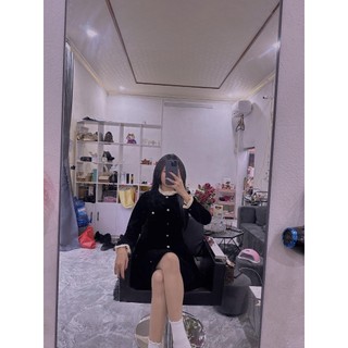 { Hàng mới về } Đầm nhung tiểu thư tay phối bèo 2 lớp mềm mại nữ tính - Váy nhung tay bèo cực xinh tiểu thư có lớp lót