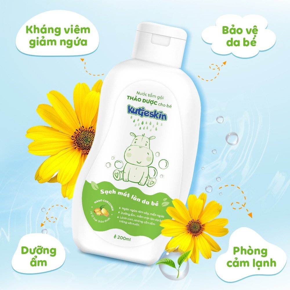 Ảnh Combo Sữa tắm gội và Nước tắm gội thảo dược cho bé Kutieskin - KKT01, STK01 3