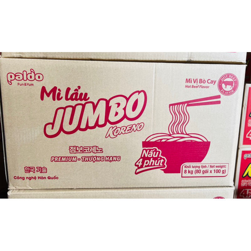 Mì lẩu JUMBO Koreno : Thùng 8kg (80gói x 100g) HÀNG CHÍNH HÃNG | Shopee ...