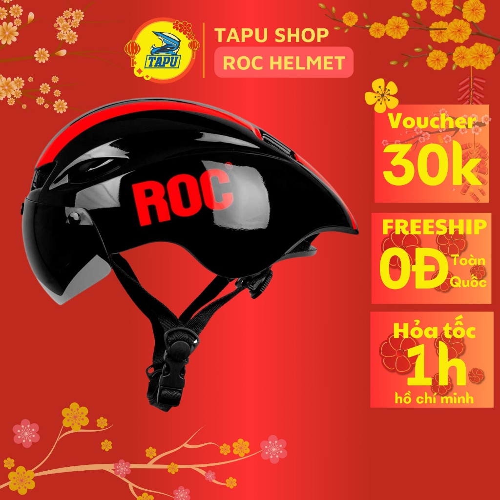 Mũ bảo hiểm xe đạp thể thao Roc R16 siêu nhẹ chính hãng màu đen bóng ...