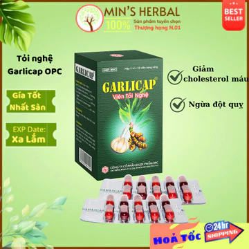 Viên tỏi nghệ Garlicap OPC Hạ Cholesterol máu - Hạ mỡ máu, Ngừa đột quỵ (Hộp 50 viên) - Minherbal