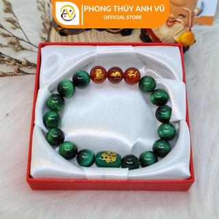 Vòng tay 12 con giáp tam hợp thân tý thìn chất liệu mắt hổ - size 10 12ly - khai quang - may mắn