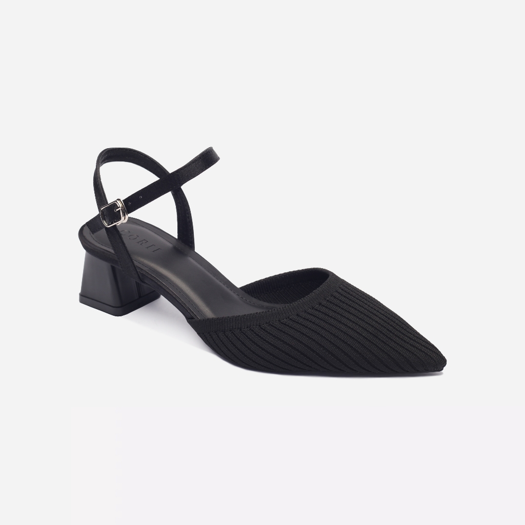 CORII - Giày Sandal Cao Gót Bít Mũi Gót Vuông 4cm BST The Grace Thời Trang và Thoải Mái Nhất - CR6TN41 Đen