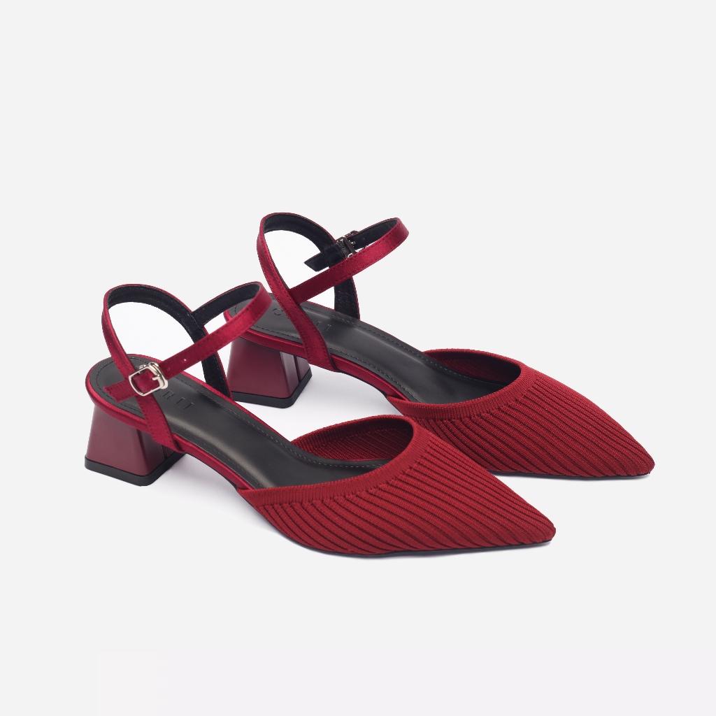 CORII - Giày Sandal Cao Gót Bít Mũi Gót Vuông 4cm BST The Grace Thời Trang và Thoải Mái Nhất - CR6TN46 Đỏ