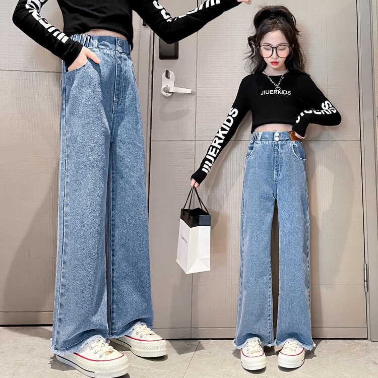 Quần jeans suông bé gái size đại thời trang trẻ em BEESHOP KM0005