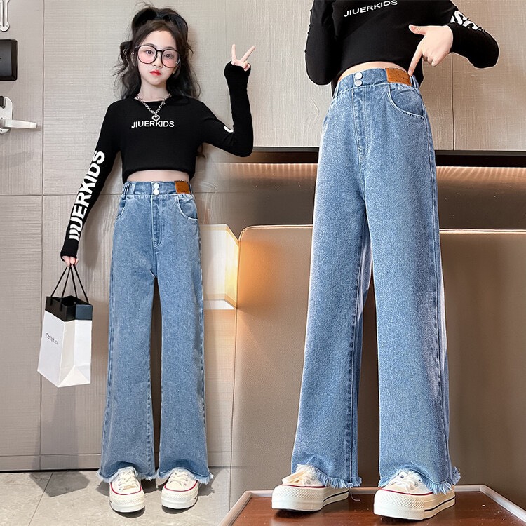 Quần jeans suông bé gái size đại thời trang trẻ em BEESHOP KM0005