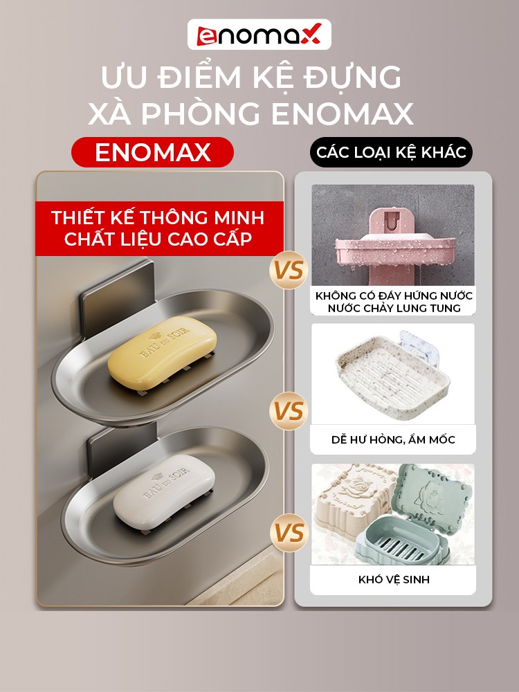 Ảnh Kệ đựng xà phòng cục Enomax phòng tắm tiện lợi, chất liệu nhôm hàng không, bảo hành 10 năm (Eno 0174) 3