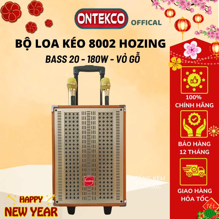 Loa kéo karaoke ONTEKCO Hozing 8002 Loa bluetooth kèm 2 micro Bass ...