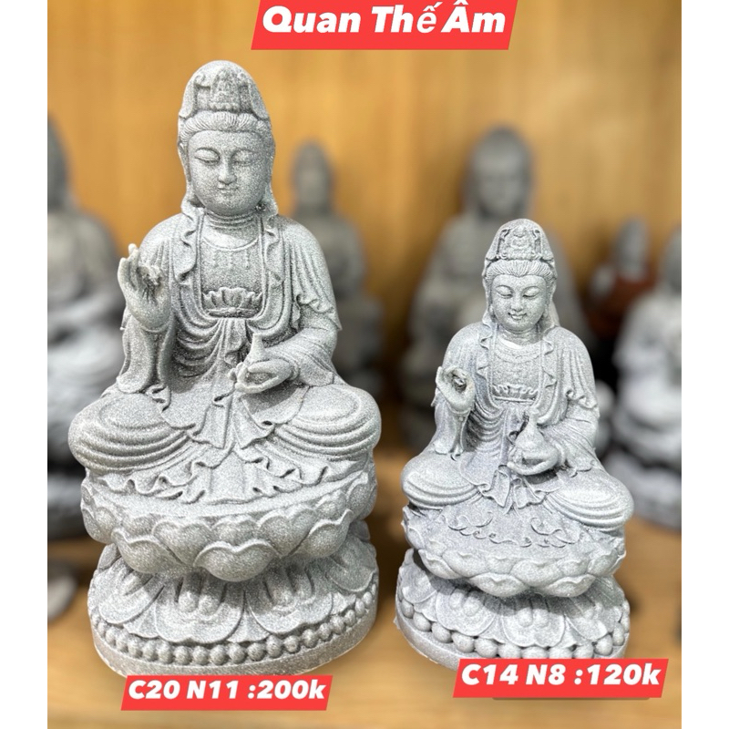 Mô hình tượng Phật Quan Thế Âm Bồ Tát Ngồi toà sen trang trí bán cạn, tiểu cảnh, non bộ, terrarium
