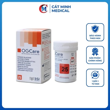 Que Thử Đường Huyết Ogcare - Hộp 25 Que / 50 Que (Dùng Cho Máy Đo Ogcare, HSD 2028)
