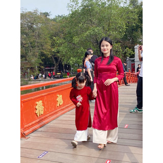 Áo dài đỏ chất nhung mềm mại bé trai/gái size 9-33kg N050
