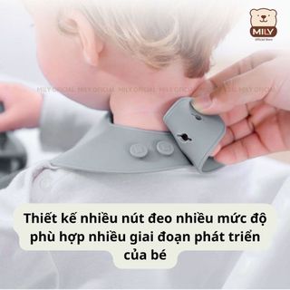 Yếm gấu ăn dặm chính hãng Mily nhiều màu có máng hứng rộng cho bé.