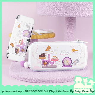 [Sẵn VN - Hỏa Tốc] OLED/V1/V2/Lite Set Bộ Phụ Kiện Case Ốp Máy / Dock, Hộp Băng Nintendo Switch Cat PlayGround