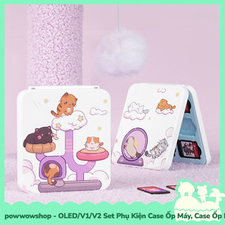 [Sẵn VN - Hỏa Tốc] OLED/V1/V2/Lite Set Bộ Phụ Kiện Case Ốp Máy / Dock, Hộp Băng Nintendo Switch Cat PlayGround