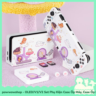 [Sẵn VN - Hỏa Tốc] OLED/V1/V2/Lite Set Bộ Phụ Kiện Case Ốp Máy / Dock, Hộp Băng Nintendo Switch Cat PlayGround