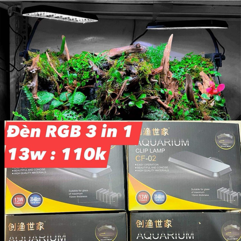 Đèn kẹp bể bán cạn, thuỷ sinh RGB 3in1