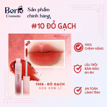 [TẶNG CỌ TÁN SON] Son kem lì Rosy, son đỏ gạch, son lâu trôi, son môi không chì an cho cho cả mẹ bầu