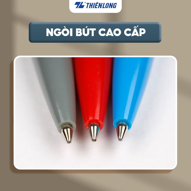 Ảnh Combo 5/10/20 Bút bi Thiên Long TL-08 - Viết bi ngòi 0.8mm mực xanh/đỏ/đen thiết kế tối giản, dễ sử dụng, dạng bấm cò 3