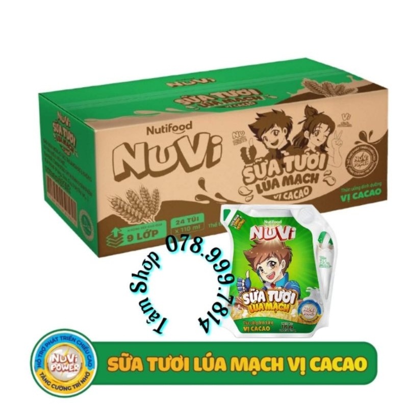 ThÙng 24 TÚi SỮa TƯƠi LÚa MẠch VỊ Cacao Nuvi TÚi 110ml Shopee Việt Nam