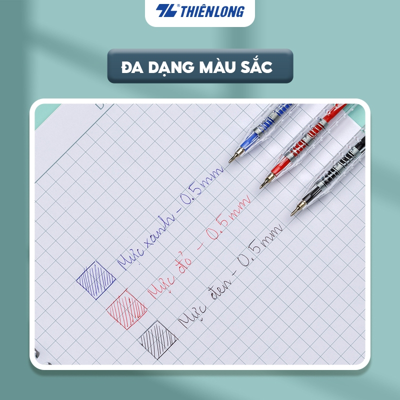 Ảnh Combo 5/10/20 Bút bi Thiên Long TL-089 ngòi 0.5mm mực xanh/đỏ/đen dạng bấm cò nơi cầm tay có tiết diện tam giác 4