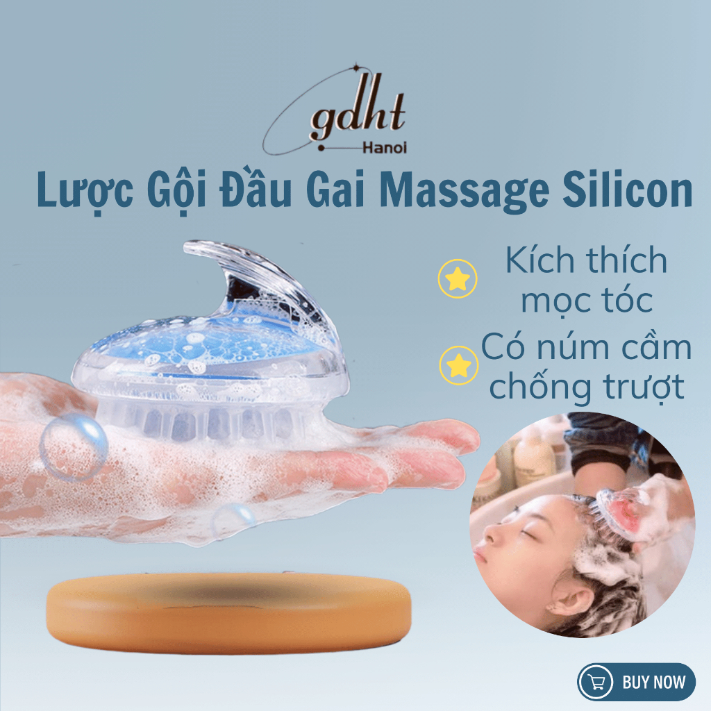 Lược gội đầu massage gai silicon, lược massage da đầu tạo bọt kích ...
